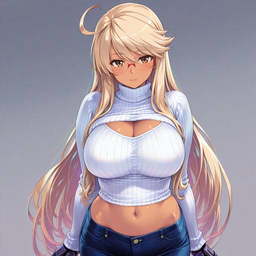 Illustration of Alma armas, va-11 hall-a in the style of Kiyama satoshi