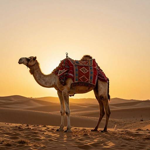 Desert Camel in Vibrant Silk Sunset