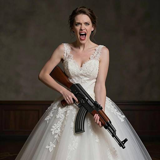 Bride Holding AK-47 Rifle