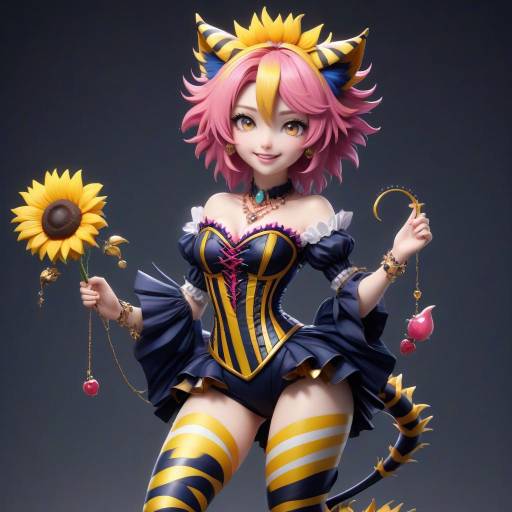 Radiant Anthropomorphic Girl with Tiger Features