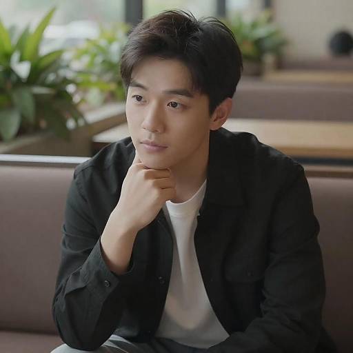 Thoughtful Young Man in Natural Setting