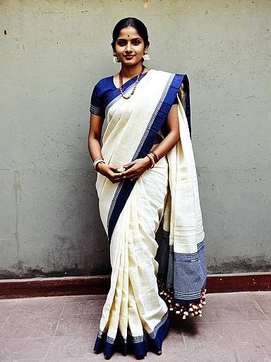 Full-Body Traditional Malmal Cotton Saree Portrait
