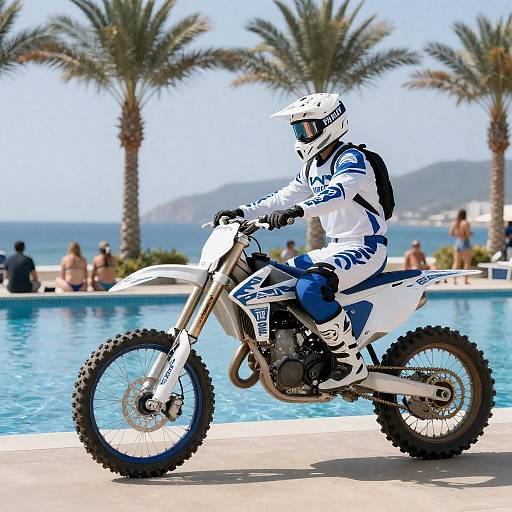 Motocross Rider by the Poolside