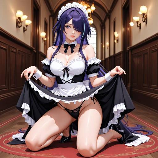 Enchanting Maid in a Mystical Hallway