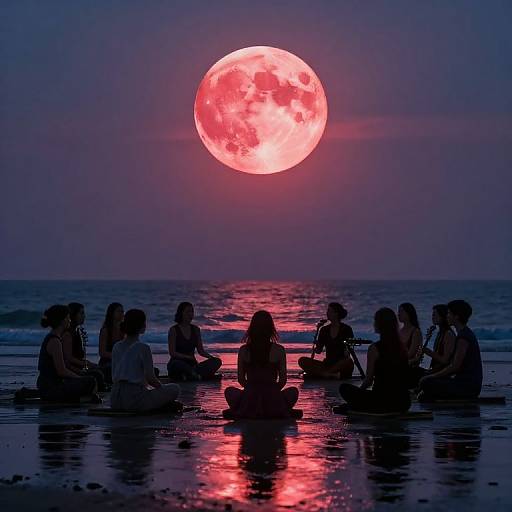 Musicians Under Crimson Supermoon