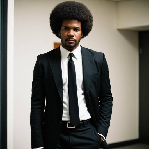 Man in Black Suit with Afro Hairstyle