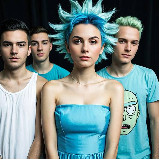 Young people with blue and blonde hair fashion portrait