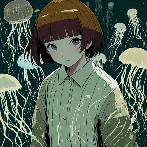 Illustration of Kouzuki mahiru, yoru no kurage wa oyogenai in the style of Gogalking