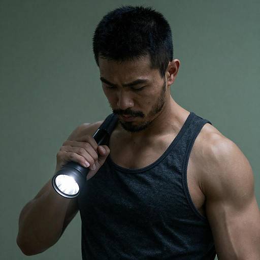 Muscular Man in Dark Tank Top