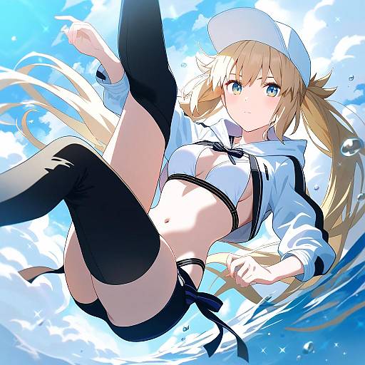 Illustration of Artoria caster (swimsuit) (first ascension) (fate), fate (series) in the style of Yasume yukito