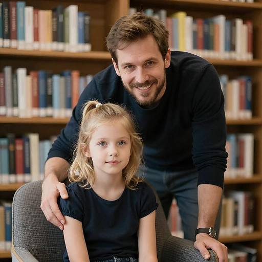 Heartwarming Library Moment: Father and Daughter