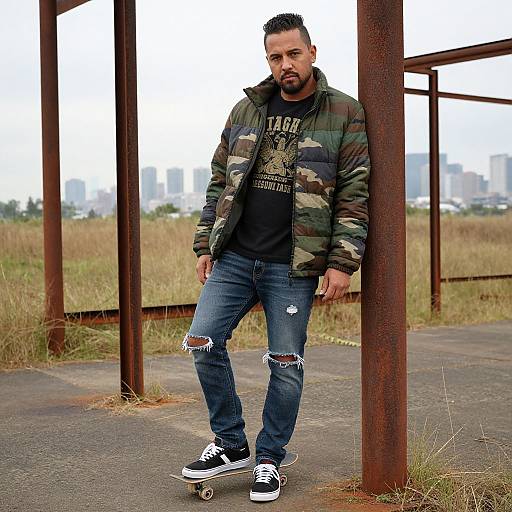 Urban Style Man in Rusted Landscape