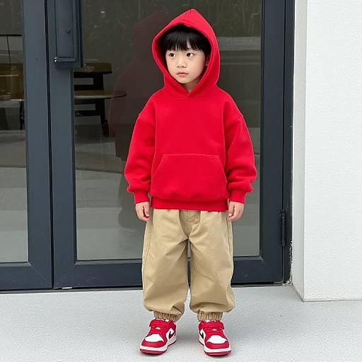 Young Boy in Red Hoodie