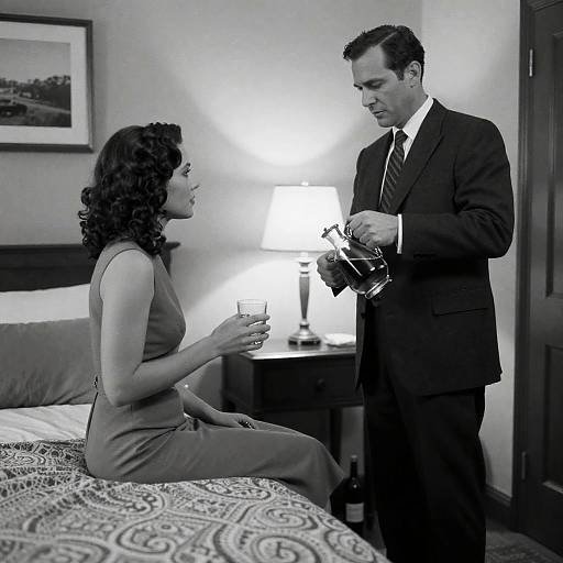 Elegant Black-and-White Bedroom Scene