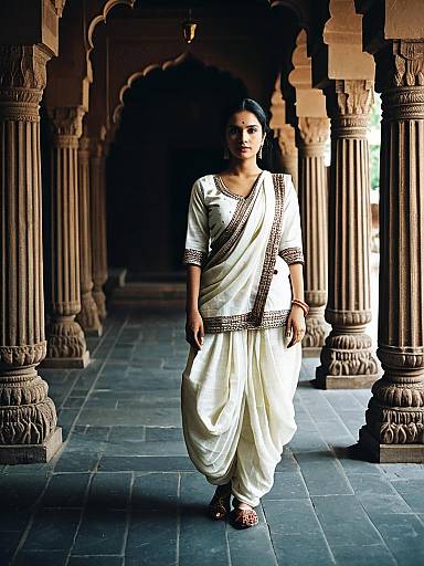 Regal Woman in Dhoti Suit Editorial