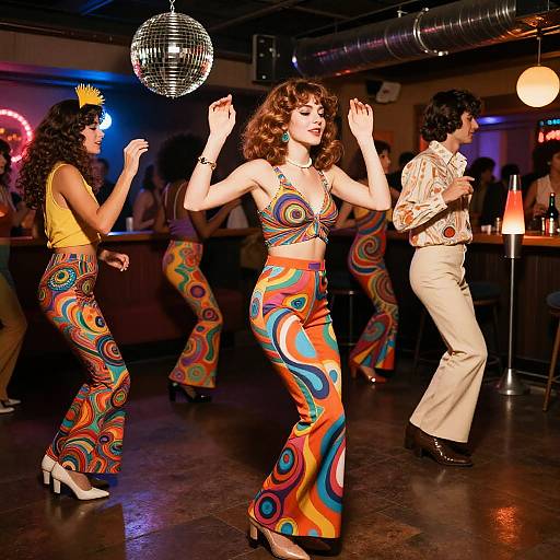 70s Vintage Disco Party Scene