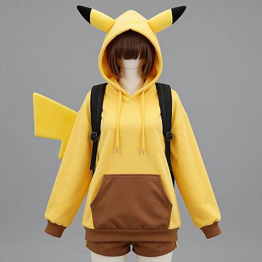 Female in Pikachu Hoodie Costume