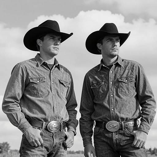 Serious Cowboys Under Cloudy Skies
