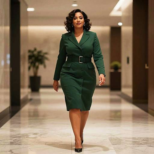 Forest-Green Executive Coatdress, Confident Stride
