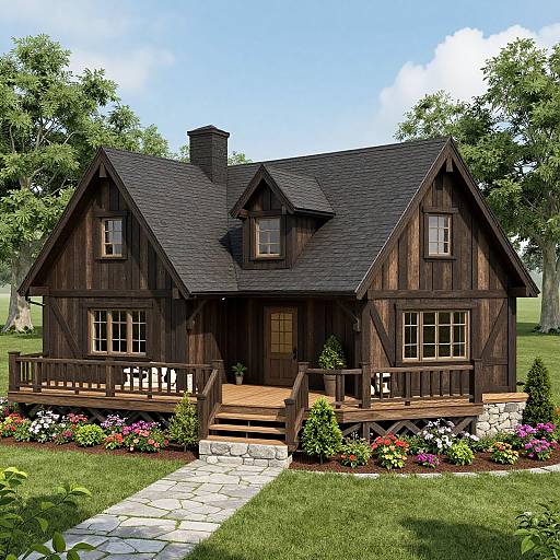3D Rendered Timber-Frame Ranch Mansion