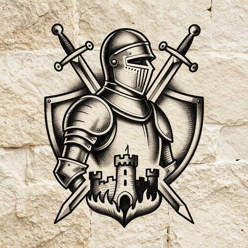 Vintage Medieval Knight Tattoo Flash