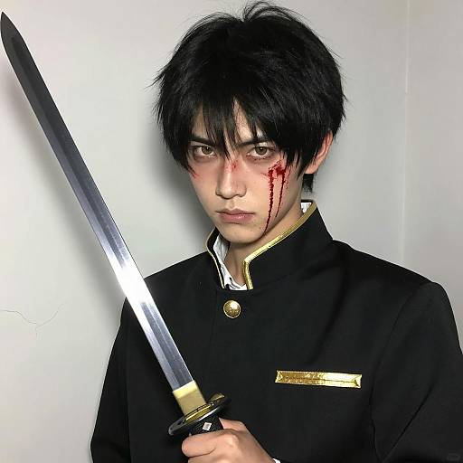 Intense Warrior with Bloody Katana