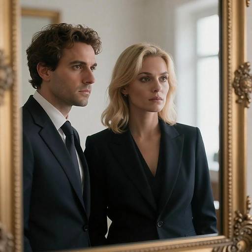 Intimate Reflection in Ornate Mirror