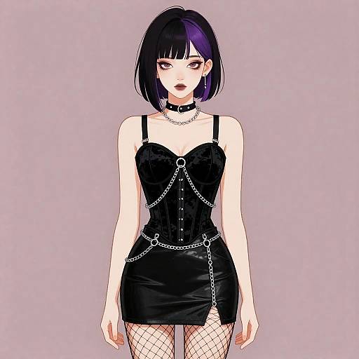 Gothic Punk Anime Girl Illustration