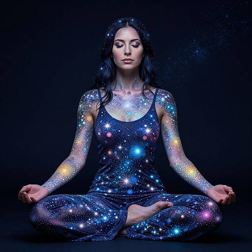 Surreal Starry Woman Meditating