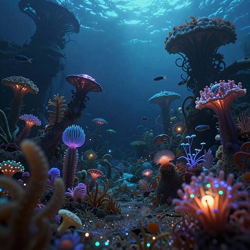 Surreal Bioluminescent Underwater Dreamscape