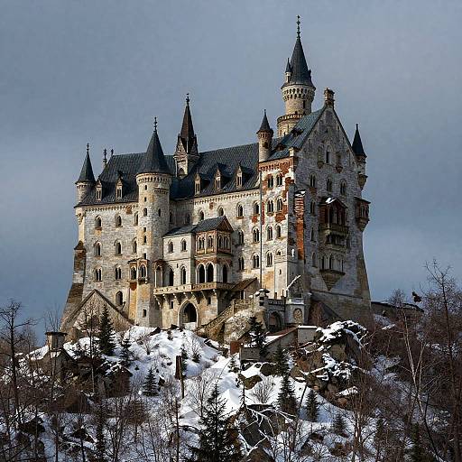 Abandoned Castle on Snowy Peak