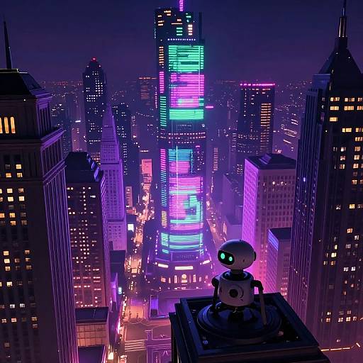 Futuristic Neon Cityscape at Night