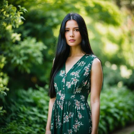 Young Woman in Floral Maxi Dress Outdoors