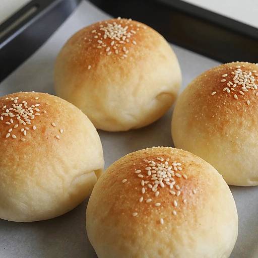 Close-Up Fluffy Sesame Bread Rolls