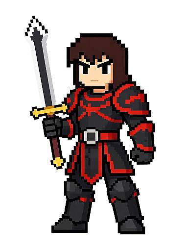 Pixel Art Knight in Infernal Armor