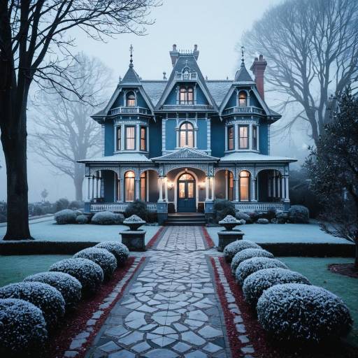 Charming Victorian Villa in Winter Dawn