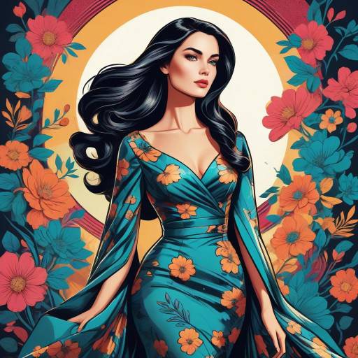 Elegant Nordic Woman in Floral Gown Elegant Nordic Woman in Floral Gown