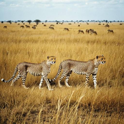Vast Savanna with Roaming Cheetahs