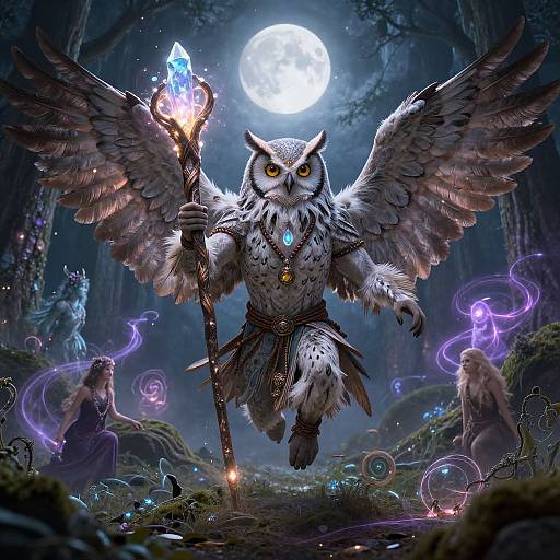 Owl Shaman Ritual in Moonlight