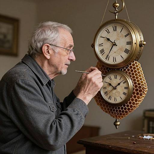 Ethereal Old Man Weaving Time