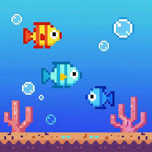 Pixel Art Underwater Arcade Scene