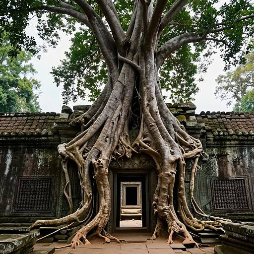 Colossal Tree Gateway Over Ancient Ruins