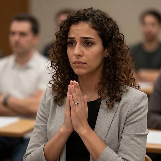 Pensive Woman in Gray Blazer