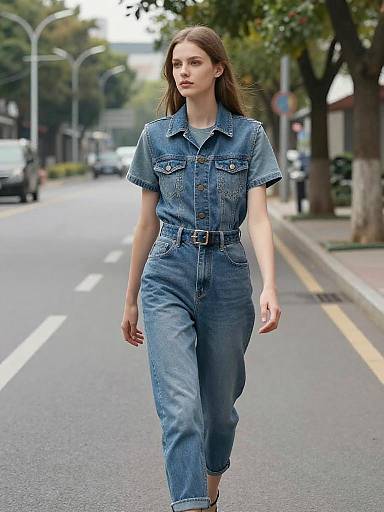 Sunlit Denim Street Fashion Portrait