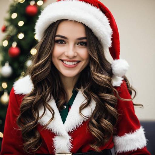 Smiling Woman in Santa Costume