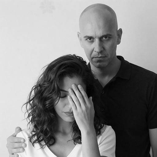 Moody Black and White Couple Portrait
