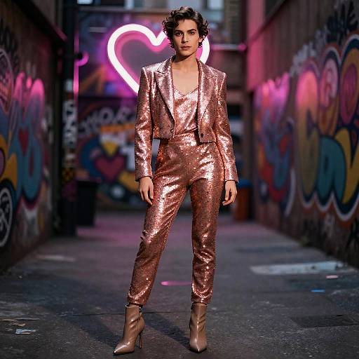 Charming Man in Rose-Gold Jumpsuit