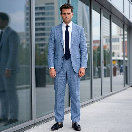 Confident Man in Stylish Blue Suit