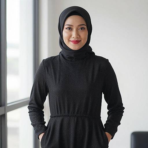 Portrait of Asian Woman in Black Hijab