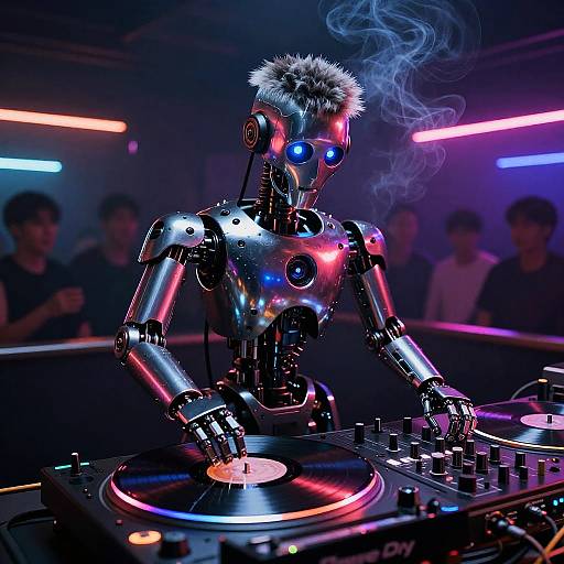 Robot DJ with Skibidi Haircut